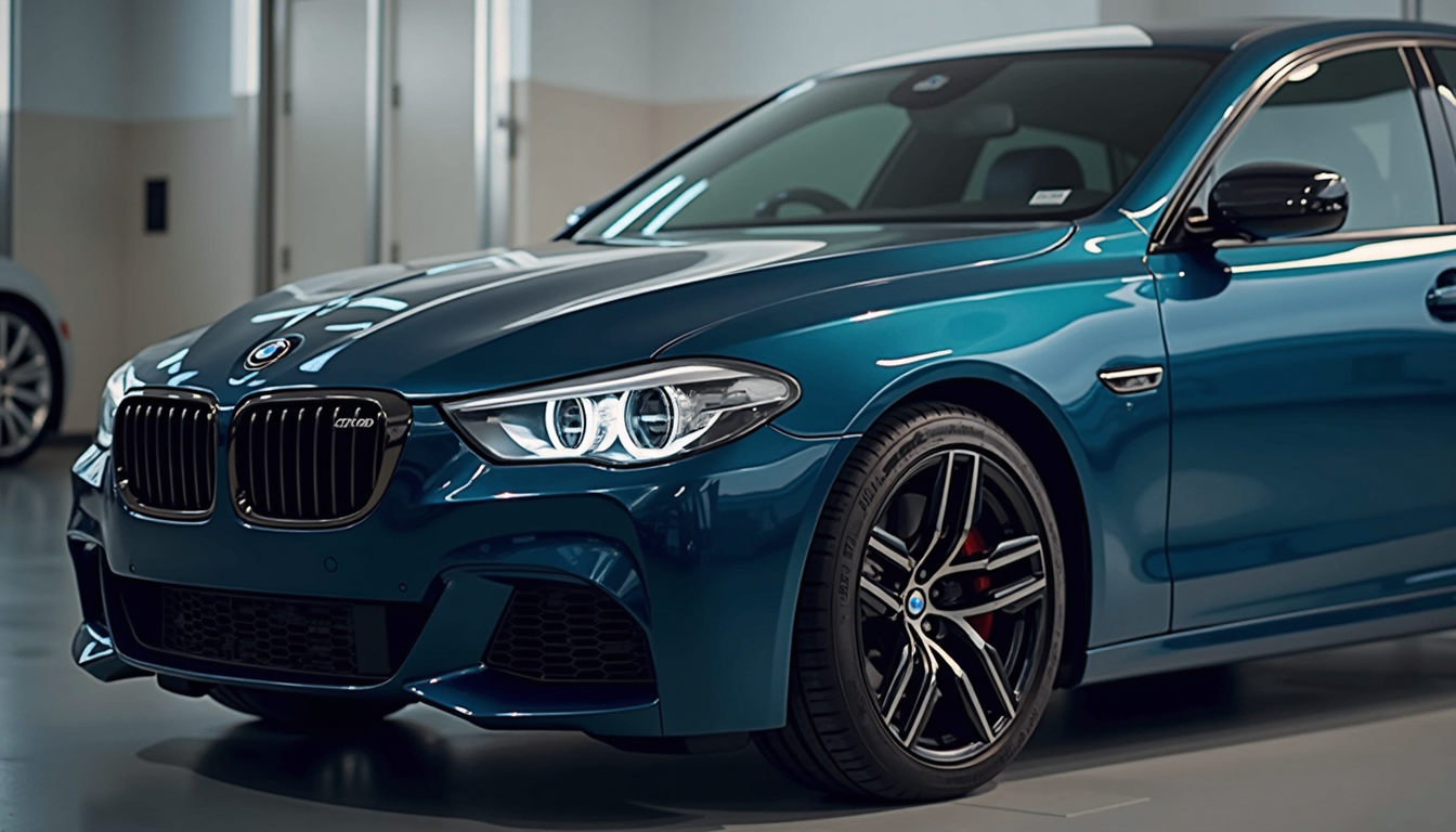 Un profesionist efectuează detailing auto la domiciliu, curățând interiorul unei mașini elegante.